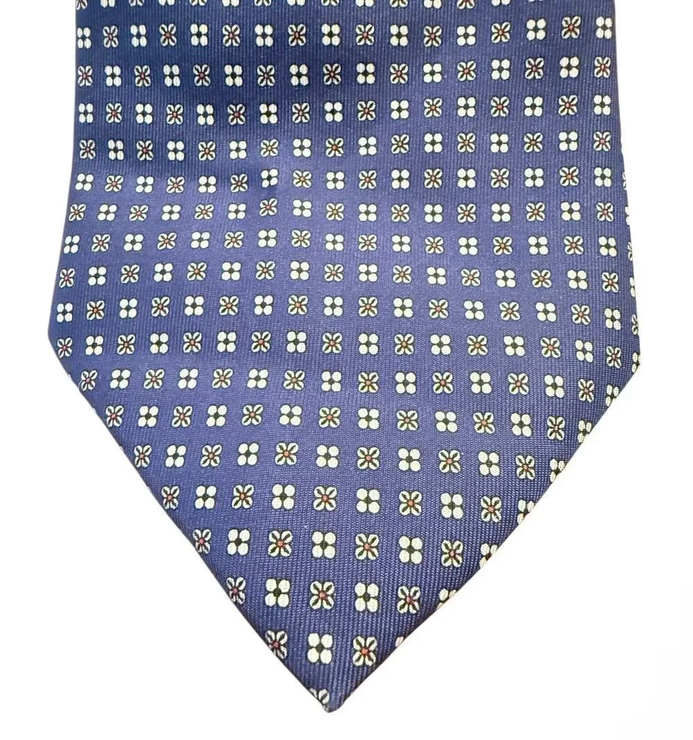 Thomas Pink 100% Silk Tie Italy Blue All Over Patterned